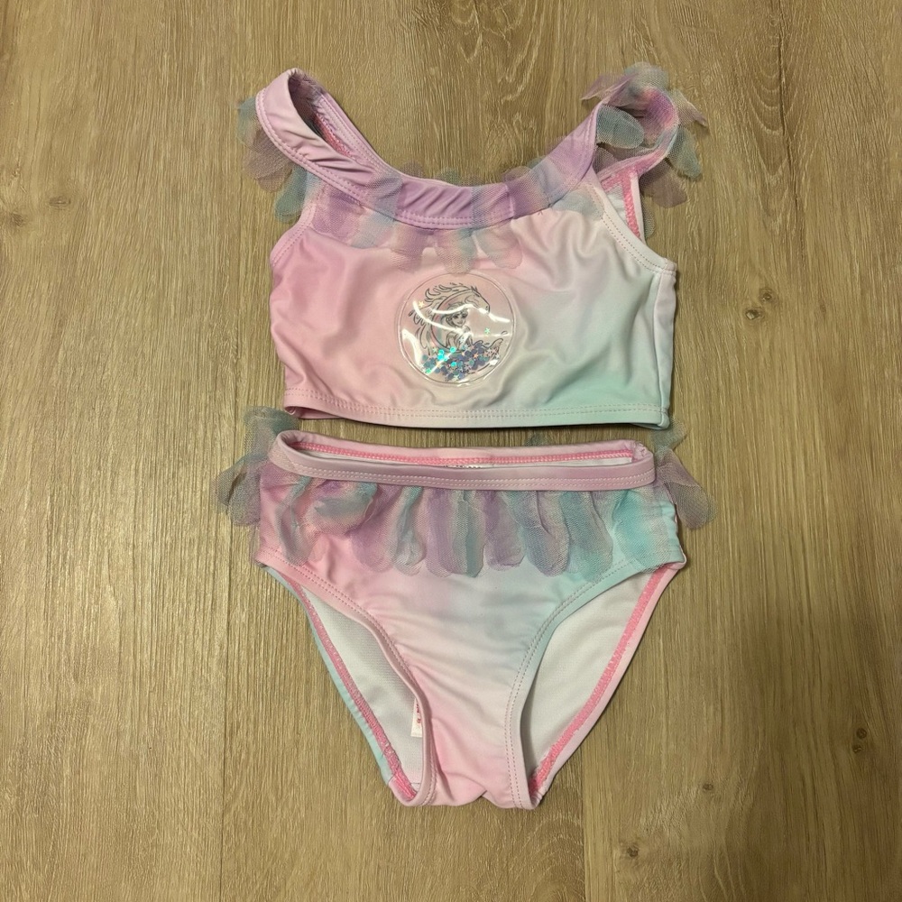 Lightly Used Disney Frozen Elsa two piece swim suit